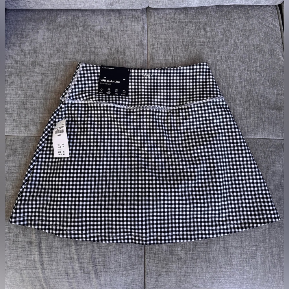 NWT Abercrombie YPB sculptLUX High Rise Lined Wrap Skirt,Black/White Gingham, S - Picture 4 of 10